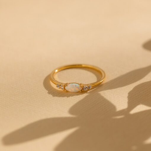 Sparkling Elegance Caitlyn's Opal and Diamond Ring - A Timeless Symbol of Love - Image 3