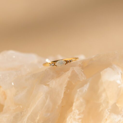 Sparkling Elegance Caitlyn's Opal and Diamond Ring - A Timeless Symbol of Love - Image 5