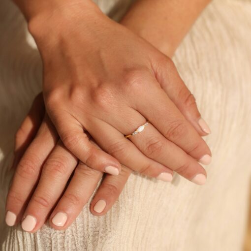 Sparkling Elegance Caitlyn's Opal and Diamond Ring - A Timeless Symbol of Love - Image 6