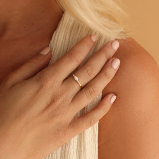 Sparkling Elegance Caitlyn's Opal and Diamond Ring - A Timeless Symbol of Love - Image 4