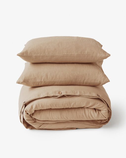Luxurious Latte Linen Bedding Set King/Queen Duvet Cover with Pillowcases - Image 2