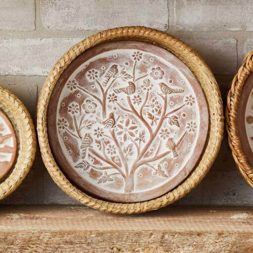 Birds of a Feather Bread Basket with Terracotta Warmer Nature's Embrace for Warm, Fresh Bread - Image 4