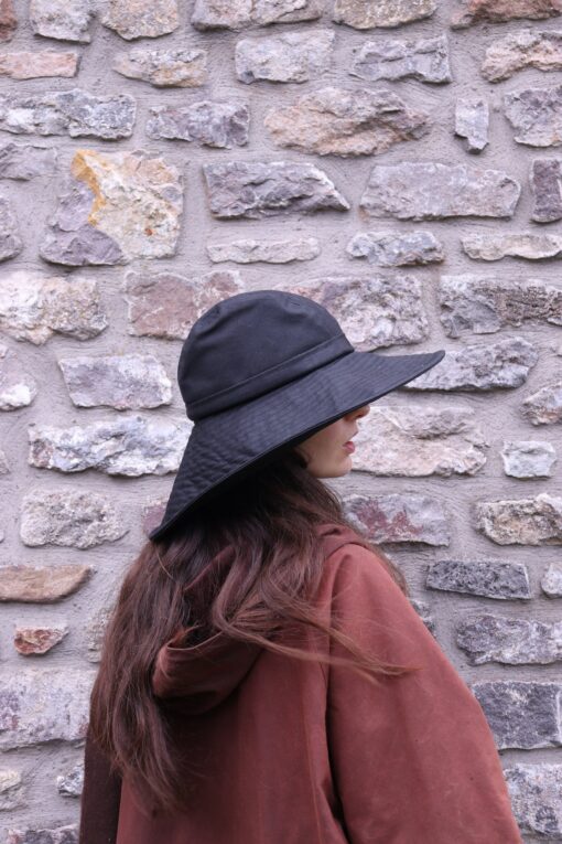 Black British Waxed Cotton Rainhat The Perfect Autumn Accessory - Image 2