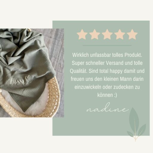 Personalized Muslin Baby Blanket Organic Cotton, Birth Blanket, Summer Blanket, Cuddly Gift - Image 4