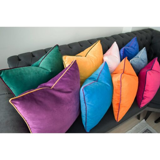 Luxurious Velvet Throw Pillow Covers with Customizable Piping in 26 Vibrant Hues - Image 2