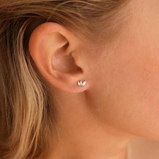 Sparkling Elegance Caitlyn's Opal Flower Stud Earrings - A Delicate Touch of Shimmer - Image 5
