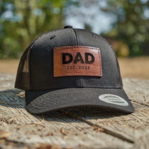 Personalized Dad Hat Celebrate Fatherhood with a Unique Leather Patch Trucker Hat - Image 2