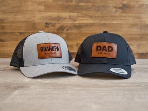 Personalized Grandpa Hat Celebrate the New Grandpa with a Stylish Leather Patch Trucker Hat - Image 6