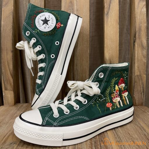 Mushrooms Embroidered Converse Unleash Your Inner Mycologist with Custom Chuck Taylors - Image 2
