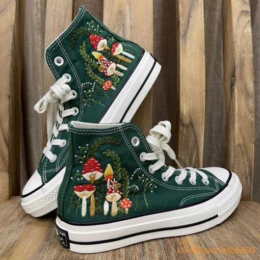 Mushrooms Embroidered Converse Unleash Your Inner Mycologist with Custom Chuck Taylors - Image 3