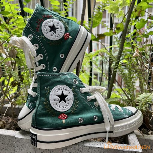 Mushrooms Embroidered Converse Unleash Your Inner Mycologist with Custom Chuck Taylors - Image 4