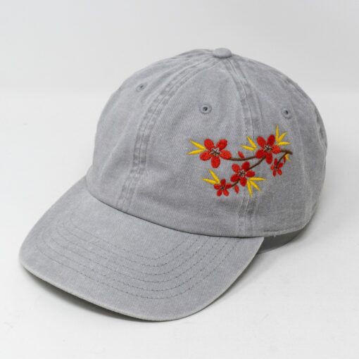 Embroidered Floral Baseball Cap Summery Washed Cotton Hat with Holiday Hues - Image 4