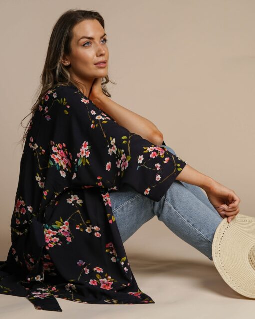 Limited-Edition Floral Kimono Coco Cherry Blossom Robe for Tranquil Moments - Image 6