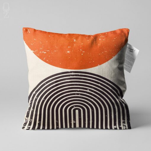 Abstract Ivory Cushion Cover Designs with Vibrant Orange Accents - Image 2