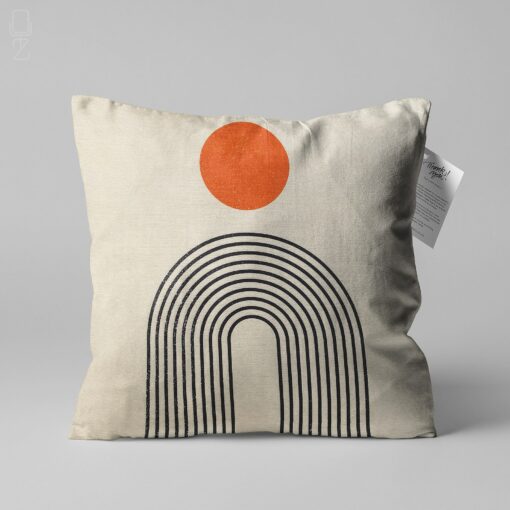 Abstract Ivory Cushion Cover Designs with Vibrant Orange Accents - Image 4