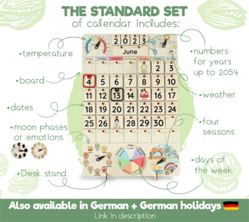 Montessori Calendar A Wooden Learning Adventure for Toddlers and Kids - Image 4