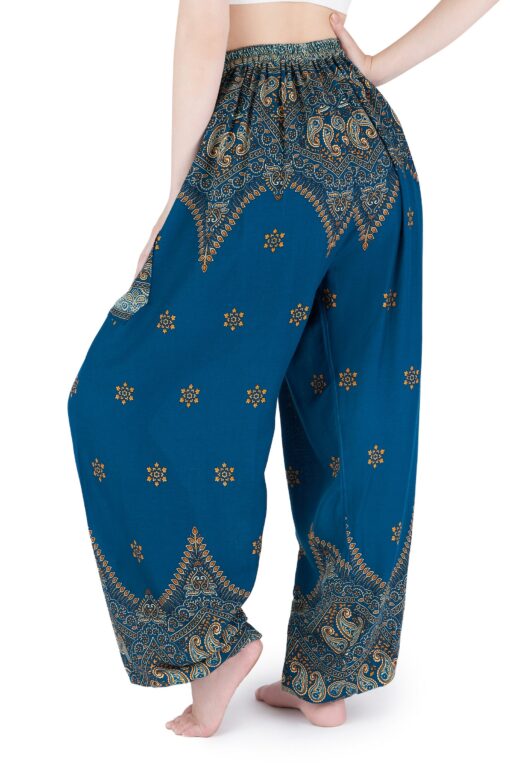 Flowy Teal Harem Pants Bohemian Bliss for Summer Festivals and Yoga - Image 4