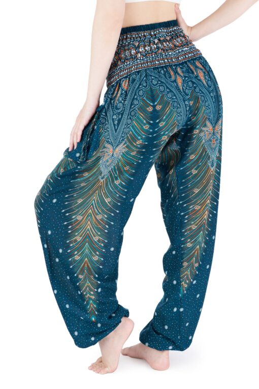 Smocked Waist Boho Pants Hippie Bohemian Style Trousers for Yoga, Aladdin, and Thai Wear - Image 4