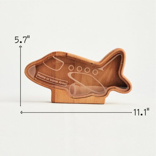 Handcrafted Wooden Plane Piggy Bank A Unique and Personalized Gift for Special Occasions - Image 2
