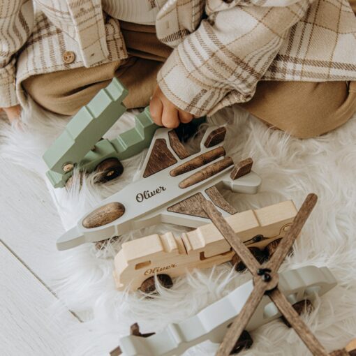 Personalized Wooden Toy Helicopter A Sensory Adventure for Little Explorers - Image 2