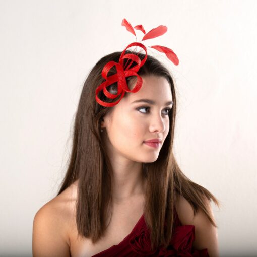 Poppy Red Feather Fascinator A Statement Headpiece for Bridesmaids and Weddings - Image 2