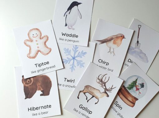 16 Winter Movement Cards for Kids Fun and Educational Christmas Activity for Preschoolers - Image 2