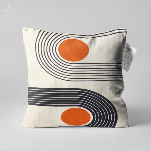 Abstract Ivory Cushion Cover Designs with Vibrant Orange Accents - Image 6