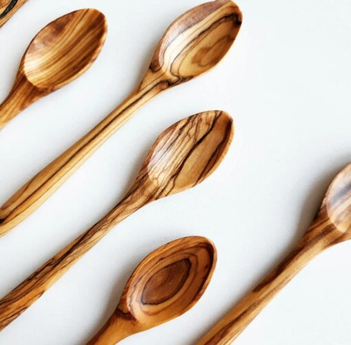 Exquisite Olive Wood Spoons Handcrafted 5.5" Non-Toxic Utensils for Coffee, Tea, and Sugar - Image 3