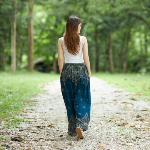 Flowy Teal Harem Pants Bohemian Bliss for Summer Festivals and Yoga - Image 2