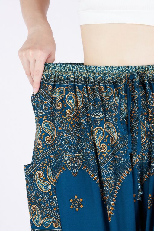 Flowy Teal Harem Pants Bohemian Bliss for Summer Festivals and Yoga - Image 5