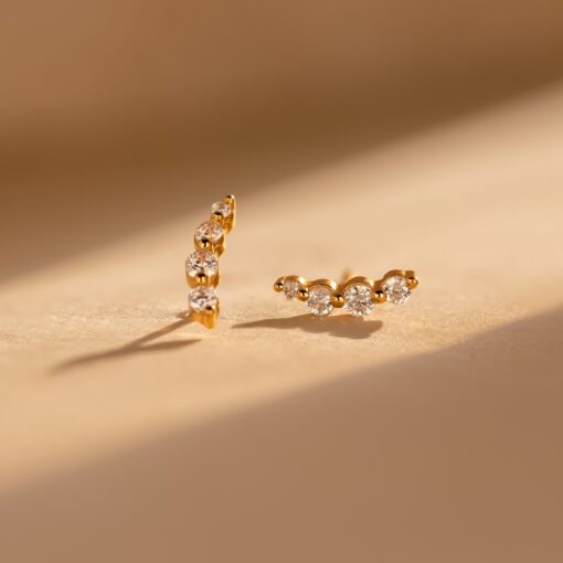 Sparkling Elegance Caitlyn Minimalist's Diamond Climber Earrings for Everyday Radiance - Image 2