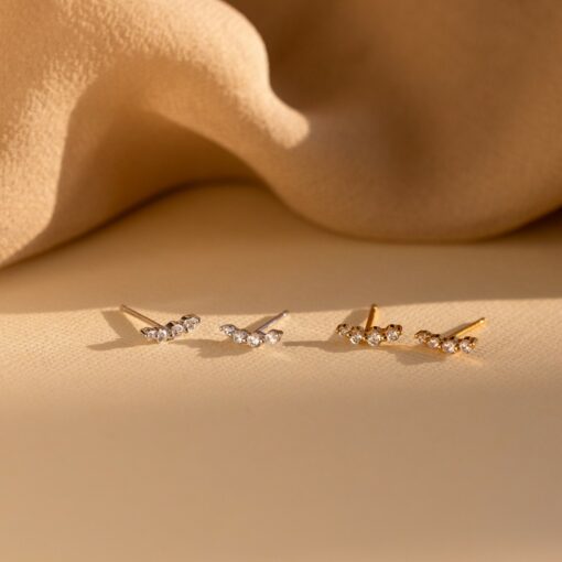Sparkling Elegance Caitlyn Minimalist's Diamond Climber Earrings for Everyday Radiance - Image 6