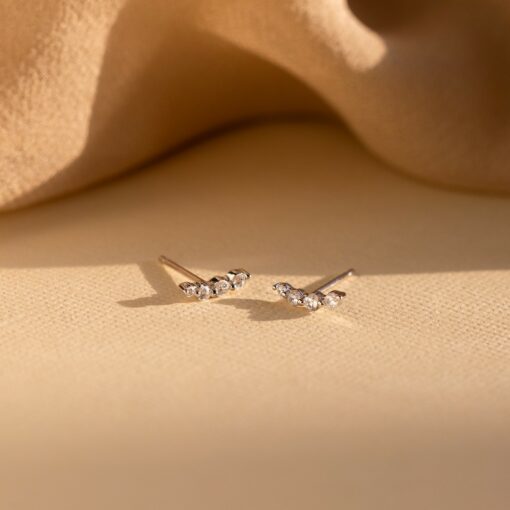 Sparkling Elegance Caitlyn Minimalist's Diamond Climber Earrings for Everyday Radiance - Image 4