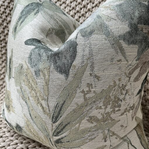 Shimmering Spa Blue Floral Jacquard Pillow Cover Elevate Your Home Decor with Tranquil Elegance - Image 2
