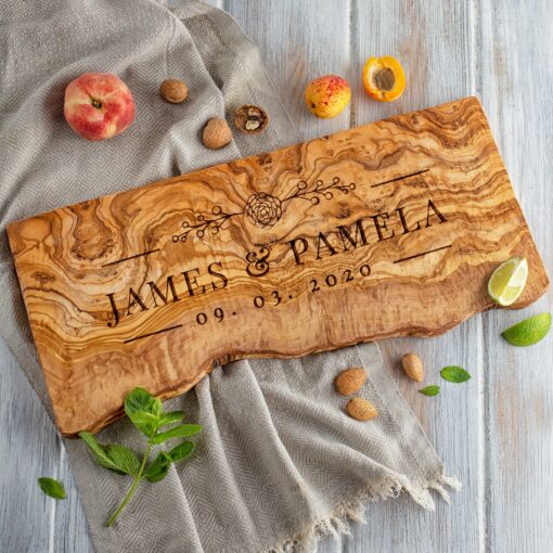 Personalized Olive Wood Charcuterie Board A Unique Anniversary Gift for Couples - Image 3