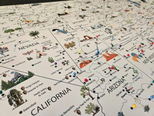 Discover the USA Personalized Travel Map with National Parks, Landmarks, and Push Pins - Image 4