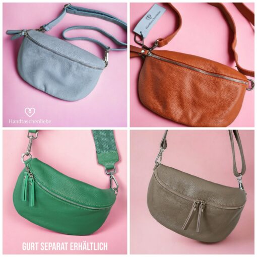 Versatile Leather Crossbody Bag Double Zipper, Adjustable Strap, and Belt Loop - Image 4