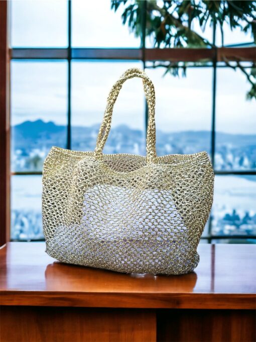 Shimmering Gold Raffia Tote The Perfect Beach Companion - Image 6