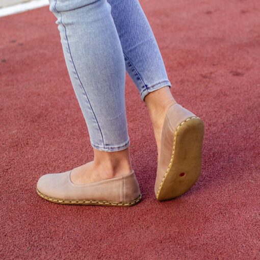 Beige Barefoot Bliss Embrace Comfort and Grounding with Crazy Vision's Leather Loafers - Image 5