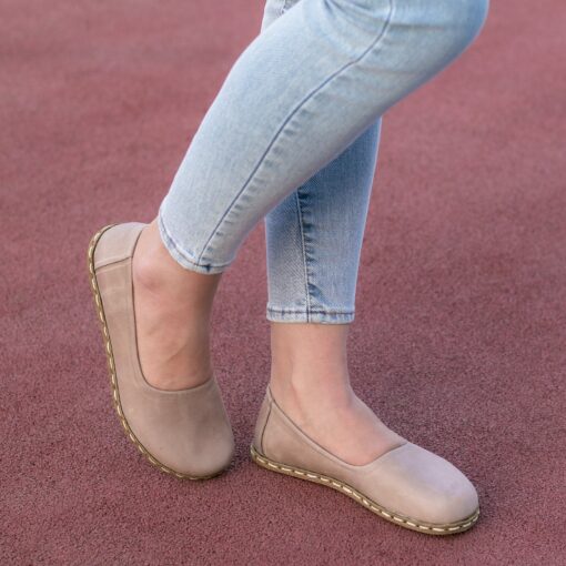 Beige Barefoot Bliss Embrace Comfort and Grounding with Crazy Vision's Leather Loafers - Image 3