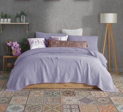 Lilac Dream Pure Cotton Gauze Throw for Cozy Comfort - Image 2