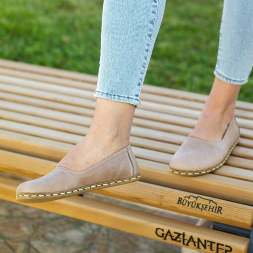 Beige Barefoot Bliss Embrace Comfort and Grounding with Crazy Vision's Leather Loafers - Image 6