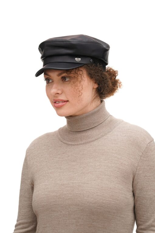 Stylish Faux Leather Baker Boy Cap Elevate Your Wardrobe with a Classic Touch - Image 2