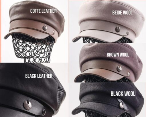 Stylish Faux Leather Baker Boy Cap Elevate Your Wardrobe with a Classic Touch - Image 5