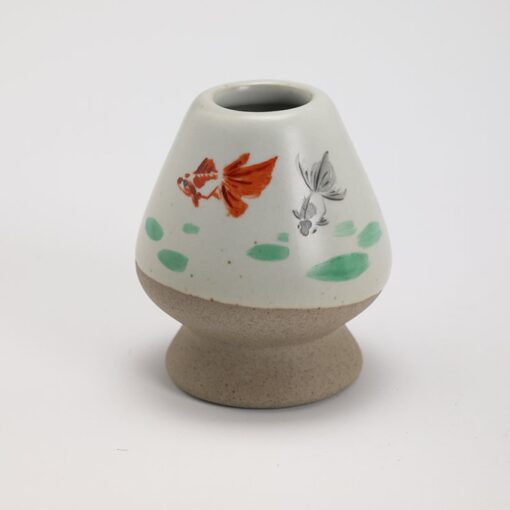 Hand-Painted Fish Ceramic Matcha Bowl with Bamboo Whisk and Chasen Holder Elevate Your Matcha Ritual - Image 4