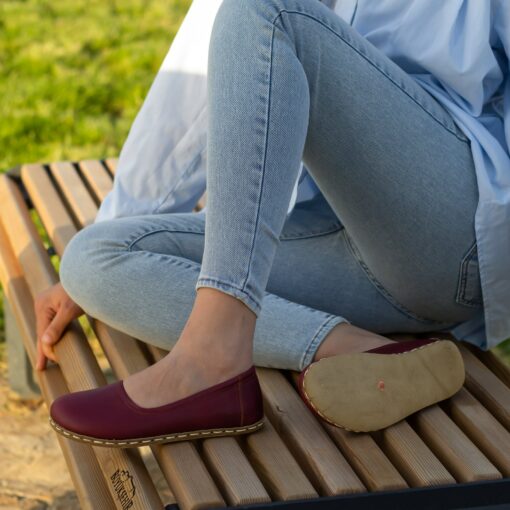 Grounding Barefoot Shoes for Women Embrace Nature's Energy with Crazy Burgundy Earthing Footwear - Image 6