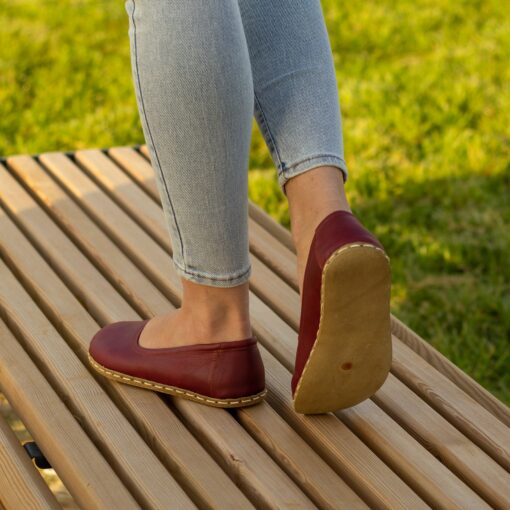 Grounding Barefoot Shoes for Women Embrace Nature's Energy with Crazy Burgundy Earthing Footwear - Image 3