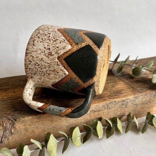Celestial Peaks Handmade Ceramic Mug with Geometric Ascent - Image 4