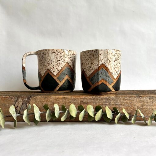 Celestial Peaks Handmade Ceramic Mug with Geometric Ascent - Image 3