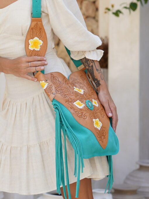 Turquoise Fringe Purse Bohemian Western Festival Bag for a Touch of Southwest Style - Image 5